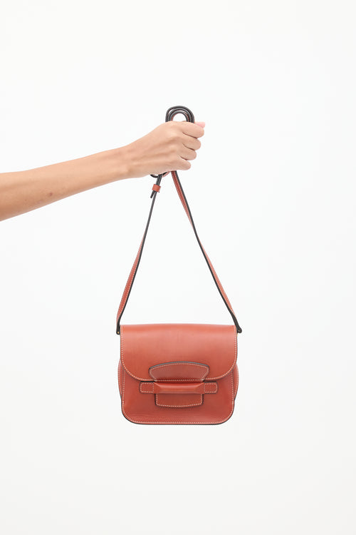 Celine Brown Leather Small Tab Crossbody Bag