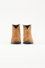 Celine Brown Suede Western Studded Boot
