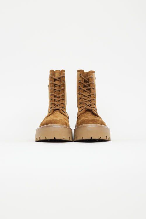 Celine Brown Suede Triomphe Lace Up Boot