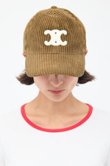Celine Brown Corduroy Triomphe Baseball Cap