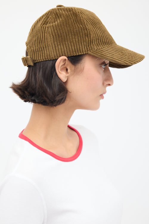 Celine Brown Corduroy Triomphe Baseball Cap