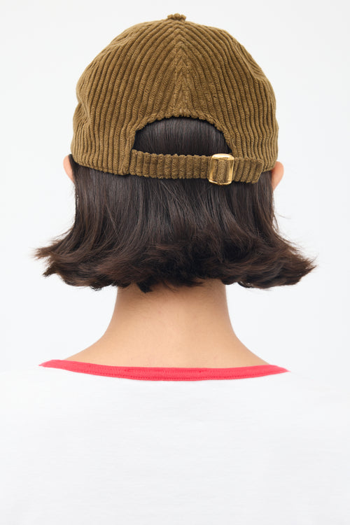 Celine Brown Corduroy Triomphe Baseball Cap