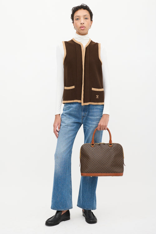 Celine Brown Triomphe Macadam Top Handle Bag