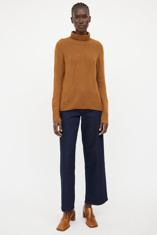 Celine Brown Turtkleneck Long Sleeve Sweater