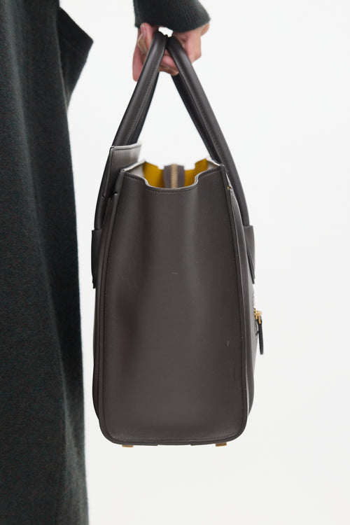 Celine Brown & Yellow Leather Luggage Tote