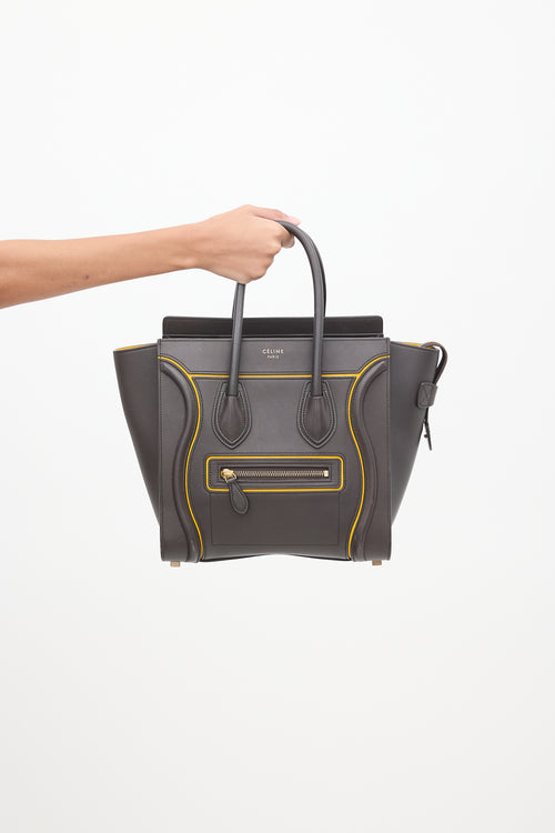 Celine Brown & Yellow Leather Luggage Tote