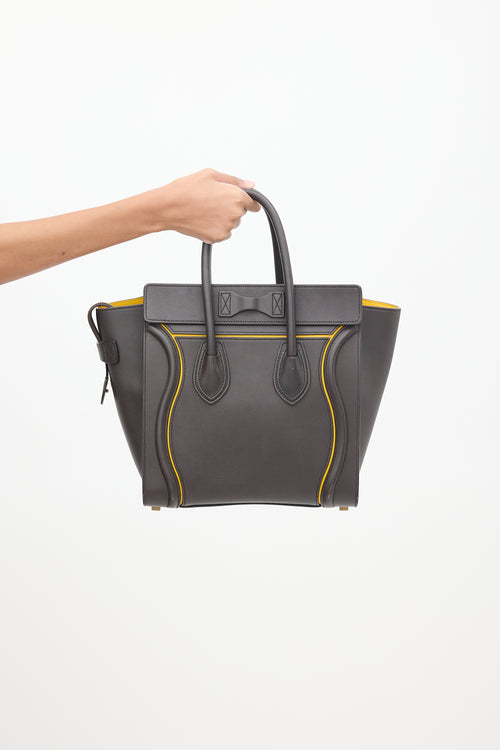 Celine Brown & Yellow Leather Luggage Tote