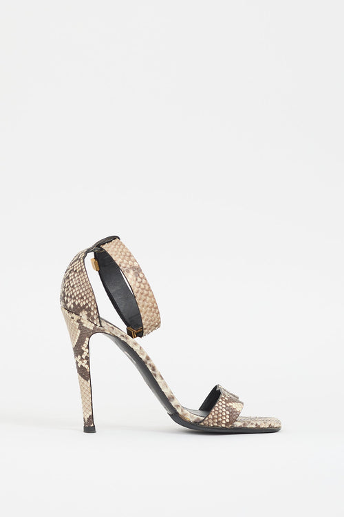 Celine Brown Exotic Leather Strappy Heel