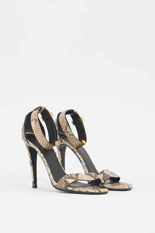 Celine Brown Exotic Leather Strappy Heel