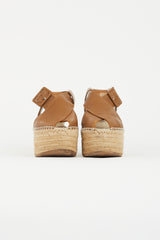 Celine Brown Leather Espadrille Wedge