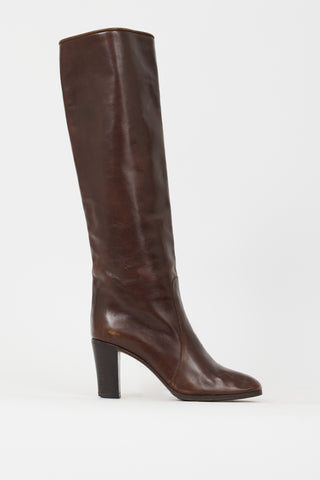Celine Brown Leather Knee High Boot