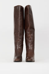 Celine Brown Leather Knee High Boot