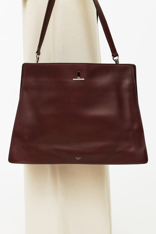 Celine Burgundy Leather Toggle Shoulder Bag