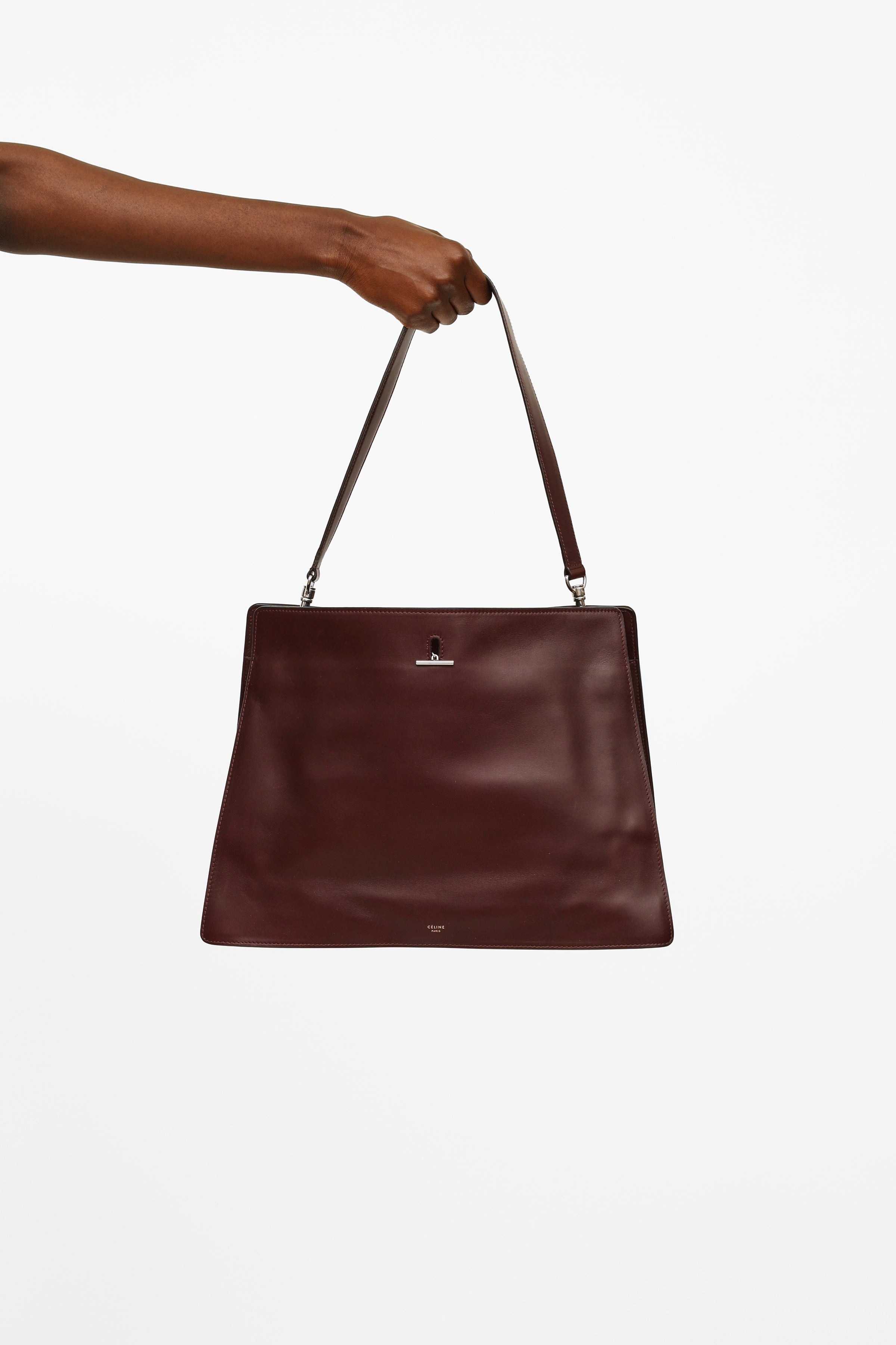 Ring leather handbag Celine Burgundy in Leather - 27682698