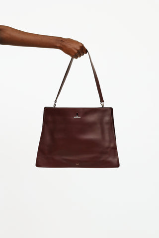 Celine Burgundy Leather Toggle Shoulder Bag