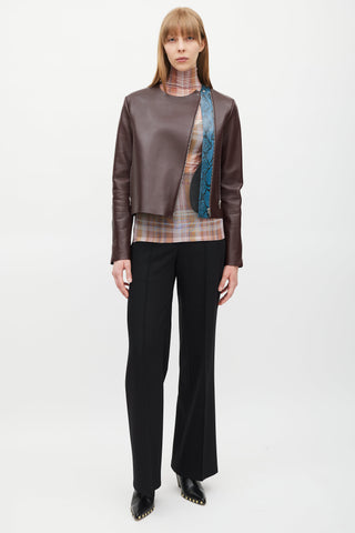 Celine Burgundy & Multicolour Leather Jacket
