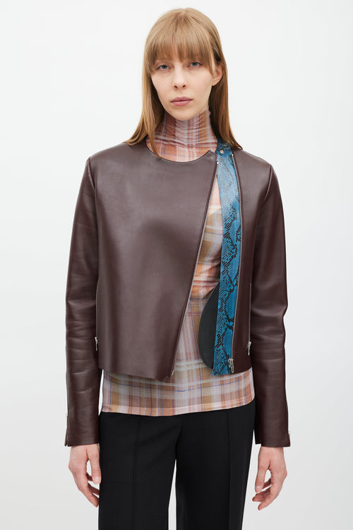 Celine Burgundy & Multicolour Leather Jacket