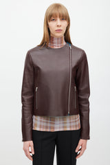 Celine Burgundy & Multicolour Leather Jacket