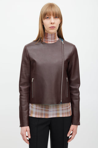 Celine Burgundy & Multicolour Leather Jacket