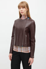 Celine Burgundy & Multicolour Leather Jacket