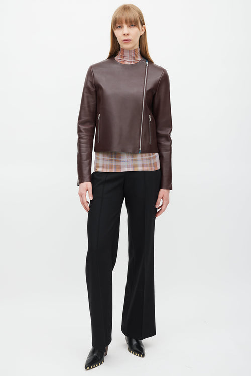 Celine Burgundy & Multicolour Leather Jacket