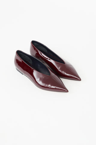 Celine Burgundy Patent Leather Pointed Toe Flat