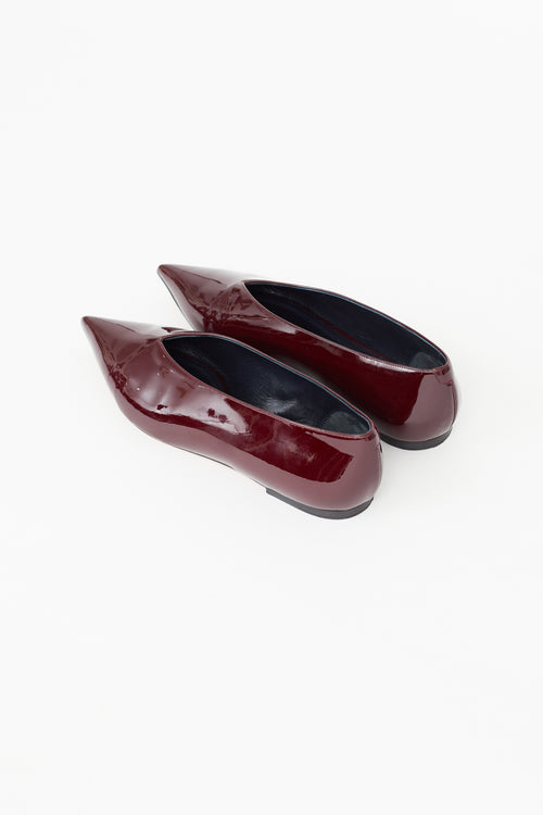 Celine Burgundy Patent Leather Pointed Toe Flat