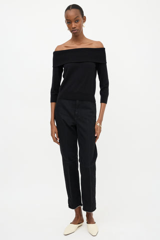 Celine Cashmere Off Shoulder  Sweater