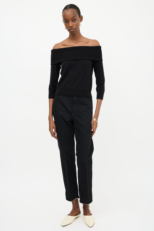 Celine Cashmere Off Shoulder  Sweater