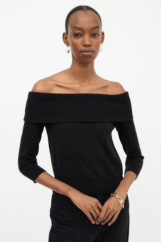 Celine Cashmere Off Shoulder  Sweater