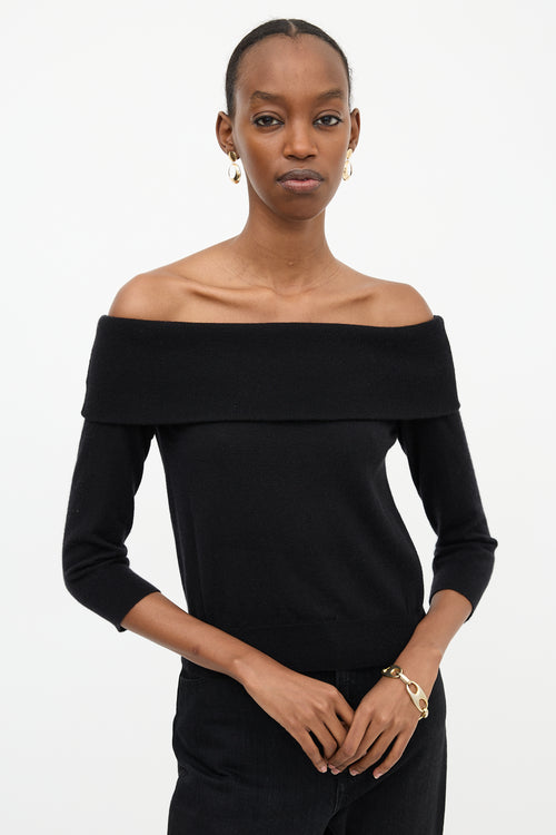 Celine Cashmere Off Shoulder  Sweater