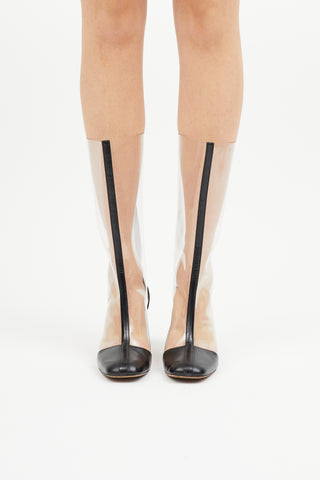 Celine Black Leather & Clear PVC Boot