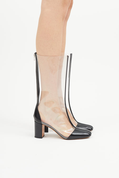 Celine Black Leather & Clear PVC Boot