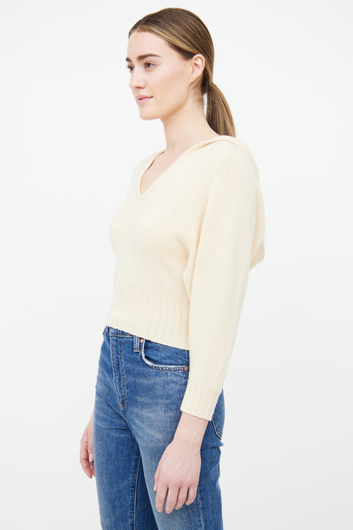 Celine Cream Hooded Cashmere Sweater