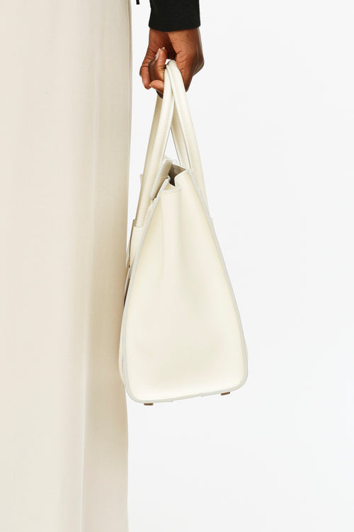 Celine Cream & Multi-Colour Stitch Luggage Tote Bag