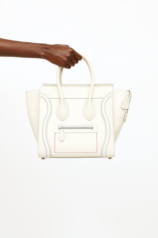 Celine Cream & Multi-Colour Stitch Luggage Tote Bag