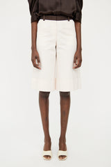 Celine Beige & Brown Cuffed Shorts