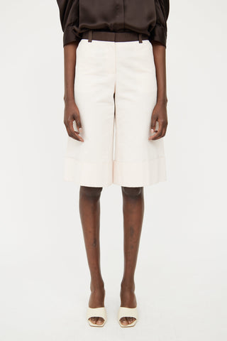 Celine Beige & Brown Cuffed Shorts
