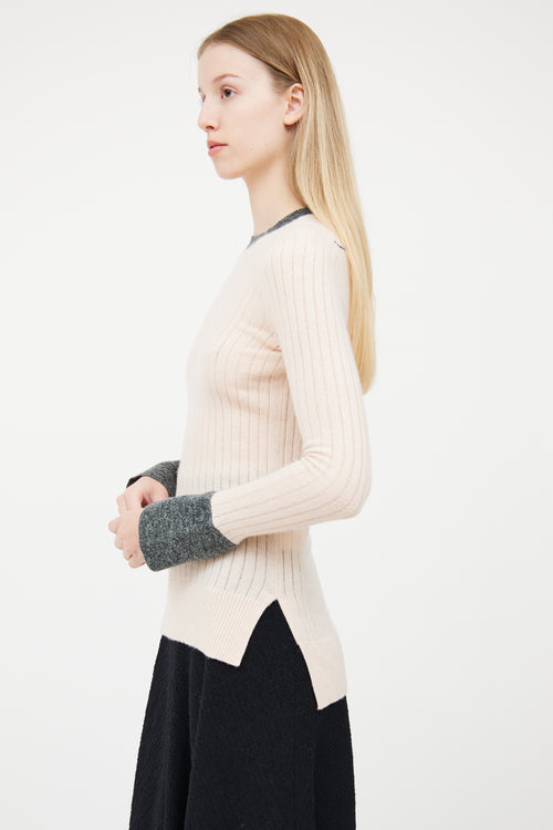 Celine Pink & Grey Ribbed Cashmere Sweater