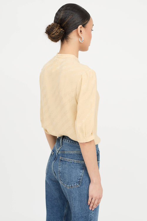 Celine Silk Jacquard Logo Blouse