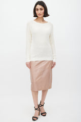 Celine Cream Ribbed Knit Sweater