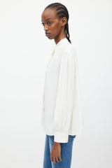 Celine Cream Ruffle & Neck Tie Shirt