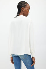 Celine Cream Ruffle & Neck Tie Shirt
