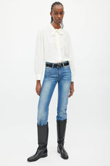 Celine Cream Ruffle & Neck Tie Shirt
