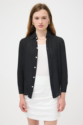 Celine Crepe Chiffon Polka Dot Shirt