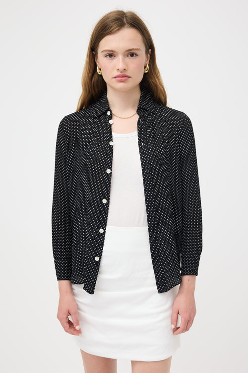 Celine Crepe Chiffon Polka Dot Shirt
