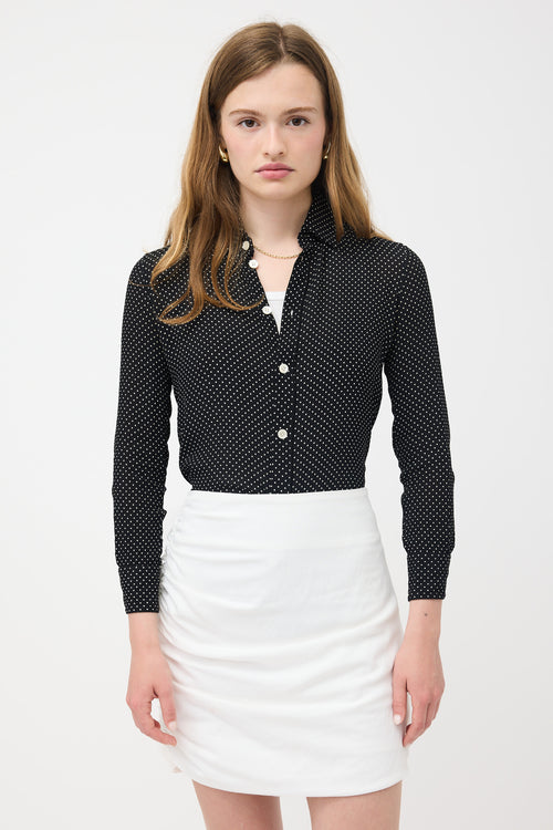 Celine Crepe Chiffon Polka Dot Shirt