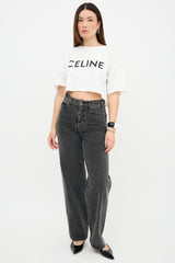 Celine Cropped Logo T-Shirt