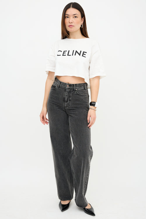 Celine Cropped Logo T-Shirt