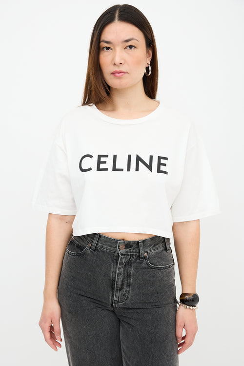 Celine Cropped Logo T-Shirt